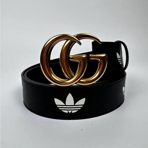 Gucci x adidas unisex logo monogram GG marmont leather buckle belt NEW - Picture 1 of 8
